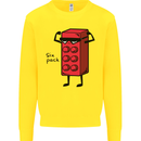 Six Pack Funny Gym Training Top Fat Obese Mens Sweatshirt Jumper Yellow