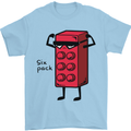 Six Pack Funny Gym Training Top Fat Obese Mens T-Shirt Cotton Gildan Light Blue