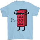 Six Pack Funny Gym Training Top Fat Obese Mens T-Shirt Cotton Gildan Light Blue