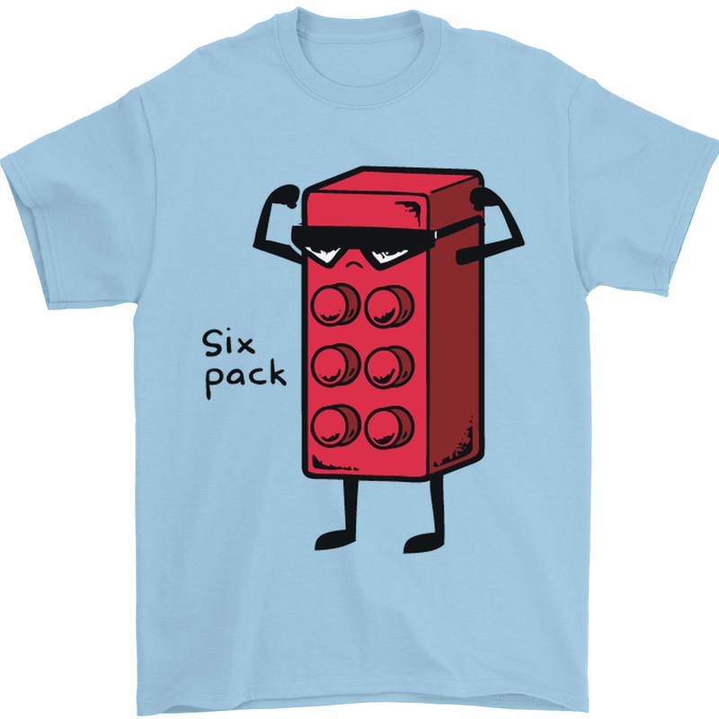 Six Pack Funny Gym Training Top Fat Obese Mens T-Shirt Cotton Gildan Light Blue