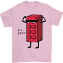 Six Pack Funny Gym Training Top Fat Obese Mens T-Shirt Cotton Gildan Light Pink
