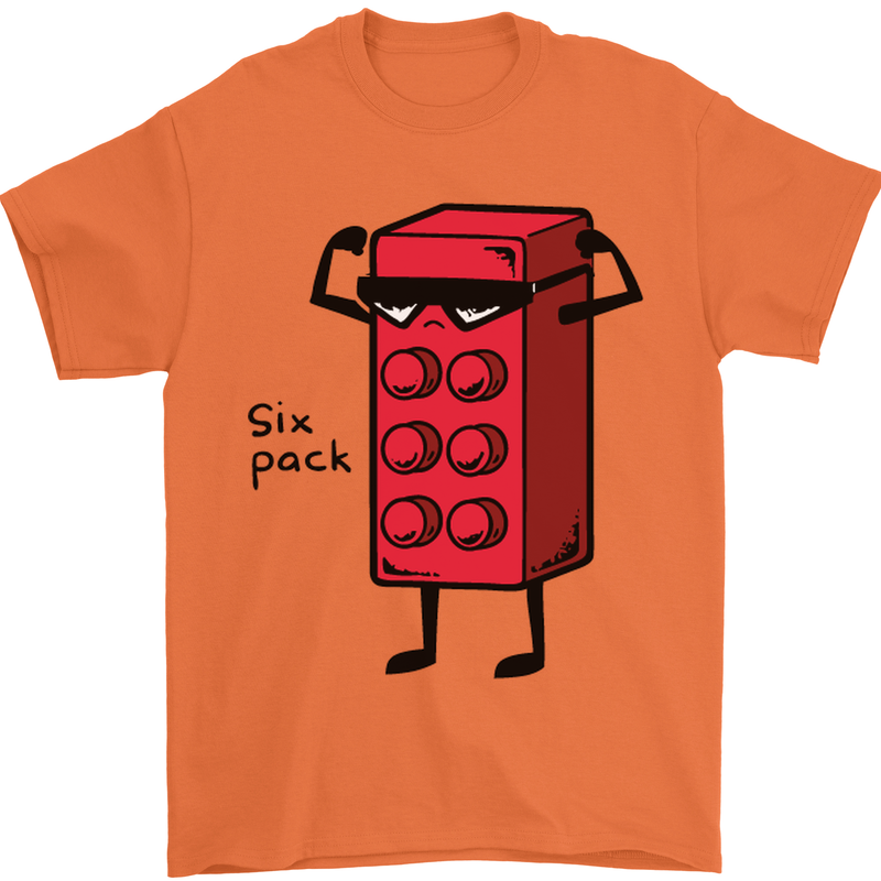 Six Pack Funny Gym Training Top Fat Obese Mens T-Shirt Cotton Gildan Orange