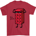 Six Pack Funny Gym Training Top Fat Obese Mens T-Shirt Cotton Gildan Red