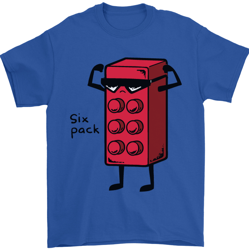 Six Pack Funny Gym Training Top Fat Obese Mens T-Shirt Cotton Gildan Royal Blue