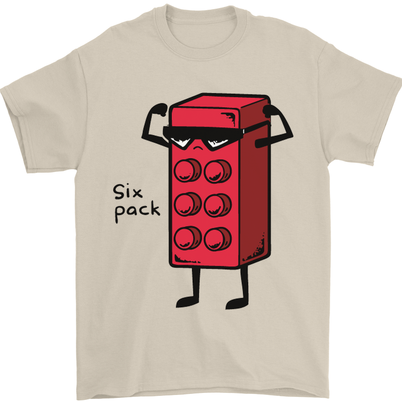 Six Pack Funny Gym Training Top Fat Obese Mens T-Shirt Cotton Gildan Sand