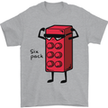 Six Pack Funny Gym Training Top Fat Obese Mens T-Shirt Cotton Gildan Sports Grey