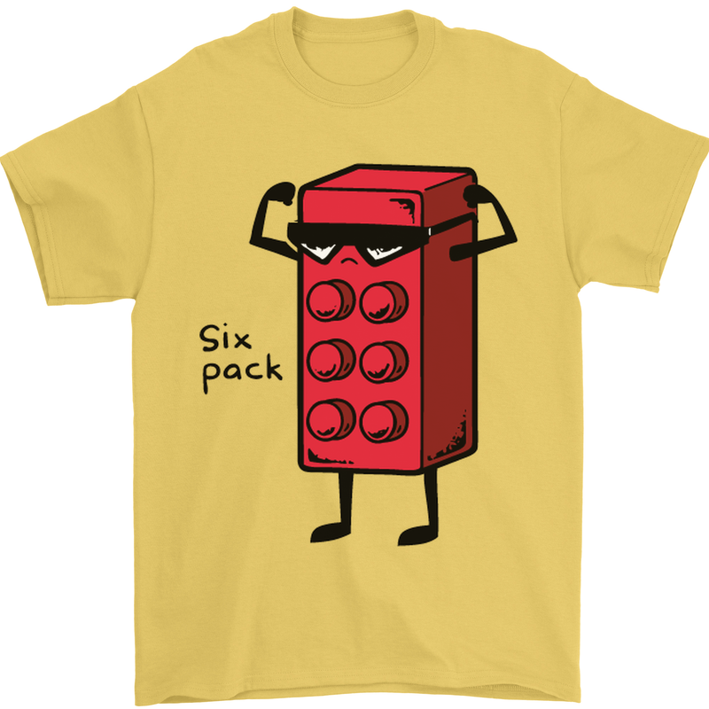 Six Pack Funny Gym Training Top Fat Obese Mens T-Shirt Cotton Gildan Yellow