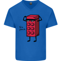 Six Pack Funny Gym Training Top Fat Obese Mens V-Neck Cotton T-Shirt Royal Blue