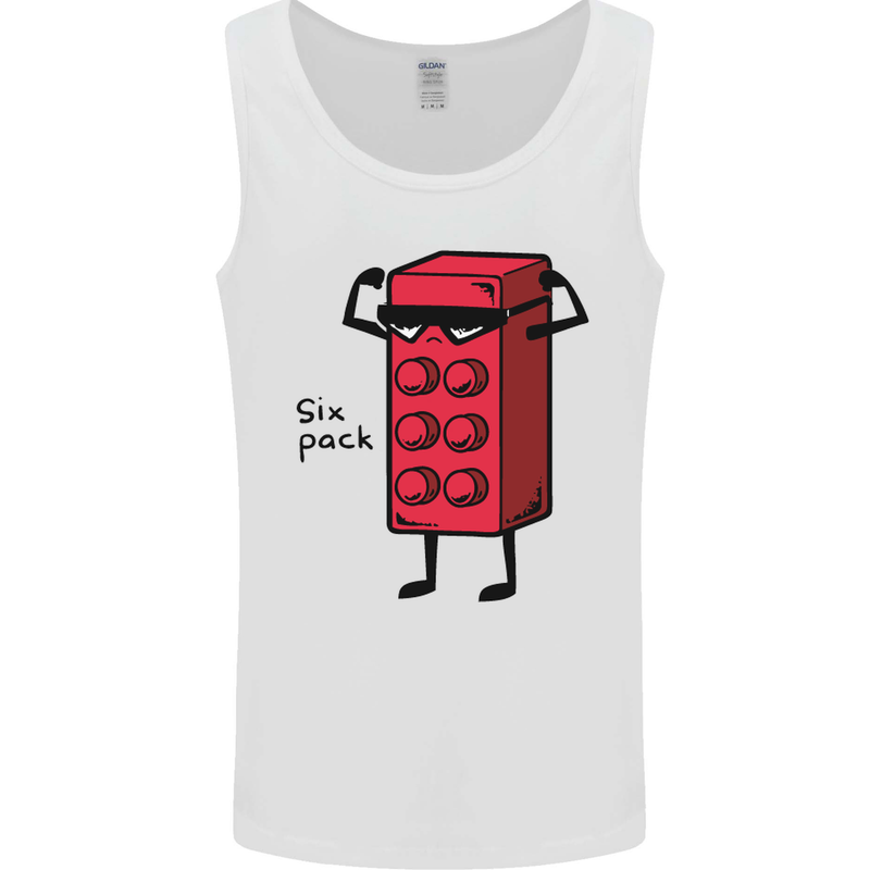 Six Pack Funny Gym Training Top Fat Obese Mens Vest Tank Top White