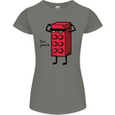 Six Pack Funny Gym Training Top Fat Obese Womens Petite Cut T-Shirt Charcoal