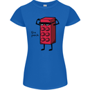 Six Pack Funny Gym Training Top Fat Obese Womens Petite Cut T-Shirt Royal Blue