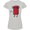 Six Pack Funny Gym Training Top Fat Obese Womens Petite Cut T-Shirt Sports Grey