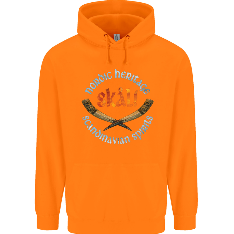 Skal The Vikings Alcohol Beer Nordic Odin Childrens Kids Hoodie Orange