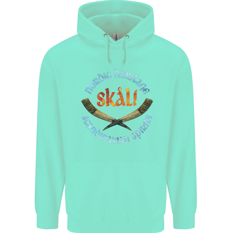 Skal The Vikings Alcohol Beer Nordic Odin Childrens Kids Hoodie Peppermint