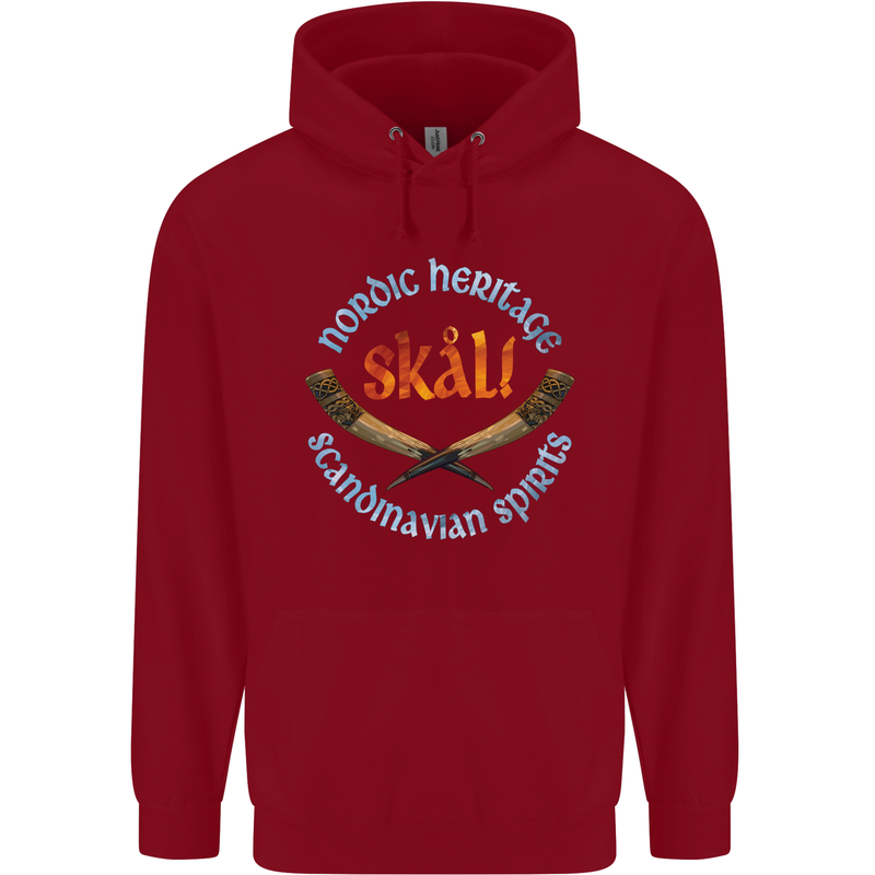 Skal The Vikings Alcohol Beer Nordic Odin Childrens Kids Hoodie Red