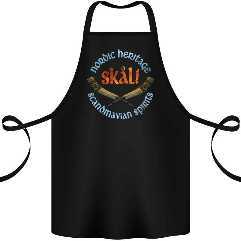 Skal The Vikings Alcohol Beer Nordic Odin Cotton Apron 100% Organic Black