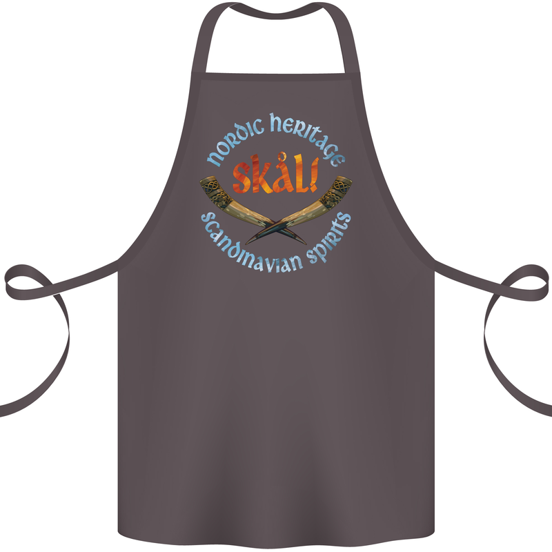 Skal The Vikings Alcohol Beer Nordic Odin Cotton Apron 100% Organic Dark Grey