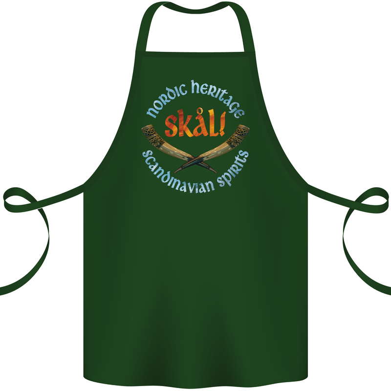 Skal The Vikings Alcohol Beer Nordic Odin Cotton Apron 100% Organic Forest Green