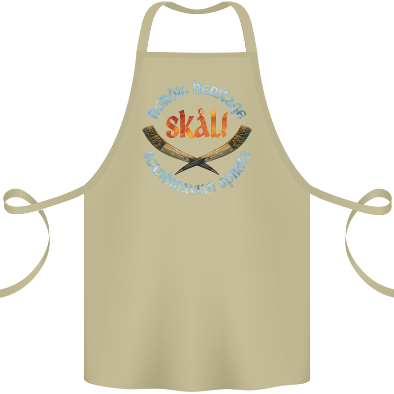 Skal The Vikings Alcohol Beer Nordic Odin Cotton Apron 100% Organic Khaki