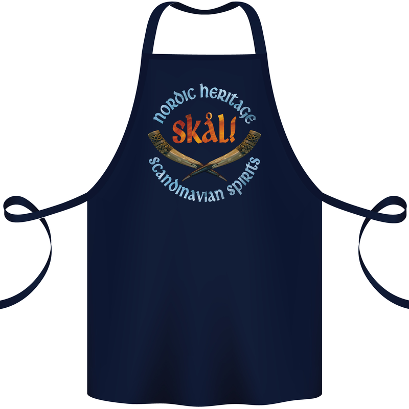 Skal The Vikings Alcohol Beer Nordic Odin Cotton Apron 100% Organic Navy Blue