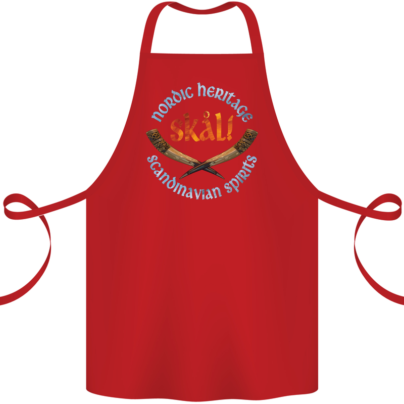 Skal The Vikings Alcohol Beer Nordic Odin Cotton Apron 100% Organic Red