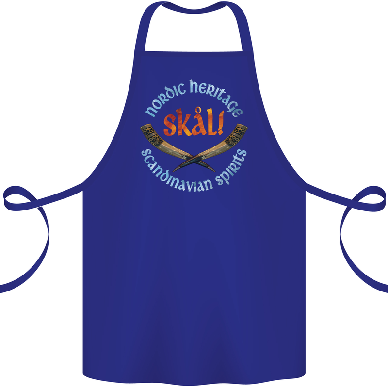 Skal The Vikings Alcohol Beer Nordic Odin Cotton Apron 100% Organic Royal Blue