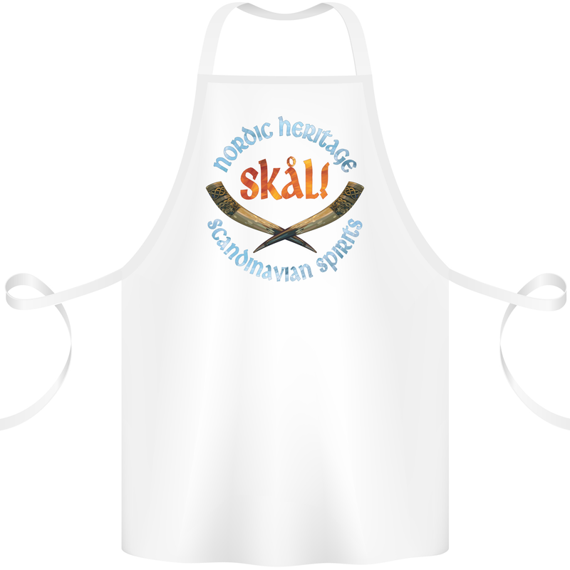 Skal The Vikings Alcohol Beer Nordic Odin Cotton Apron 100% Organic White
