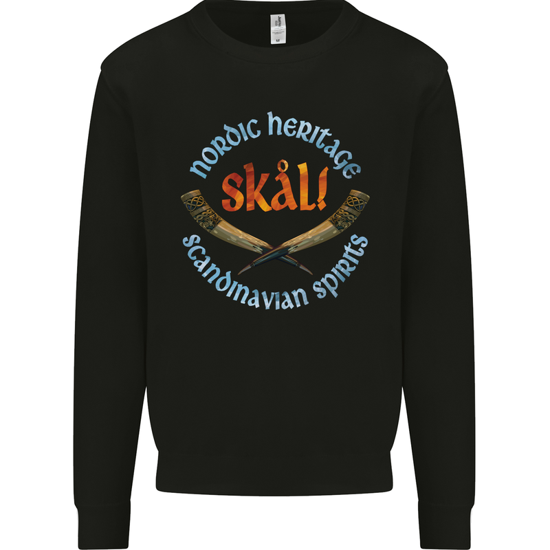 Skal The Vikings Alcohol Beer Nordic Odin Kids Sweatshirt Jumper Black