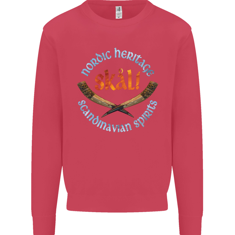 Skal The Vikings Alcohol Beer Nordic Odin Kids Sweatshirt Jumper Heliconia