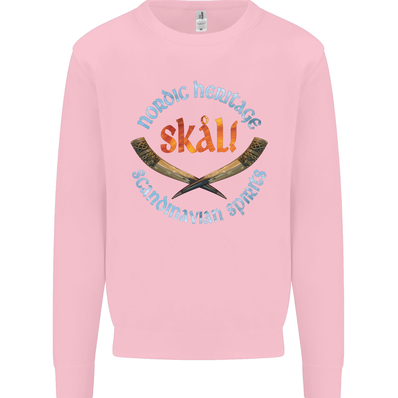 Skal The Vikings Alcohol Beer Nordic Odin Kids Sweatshirt Jumper Light Pink