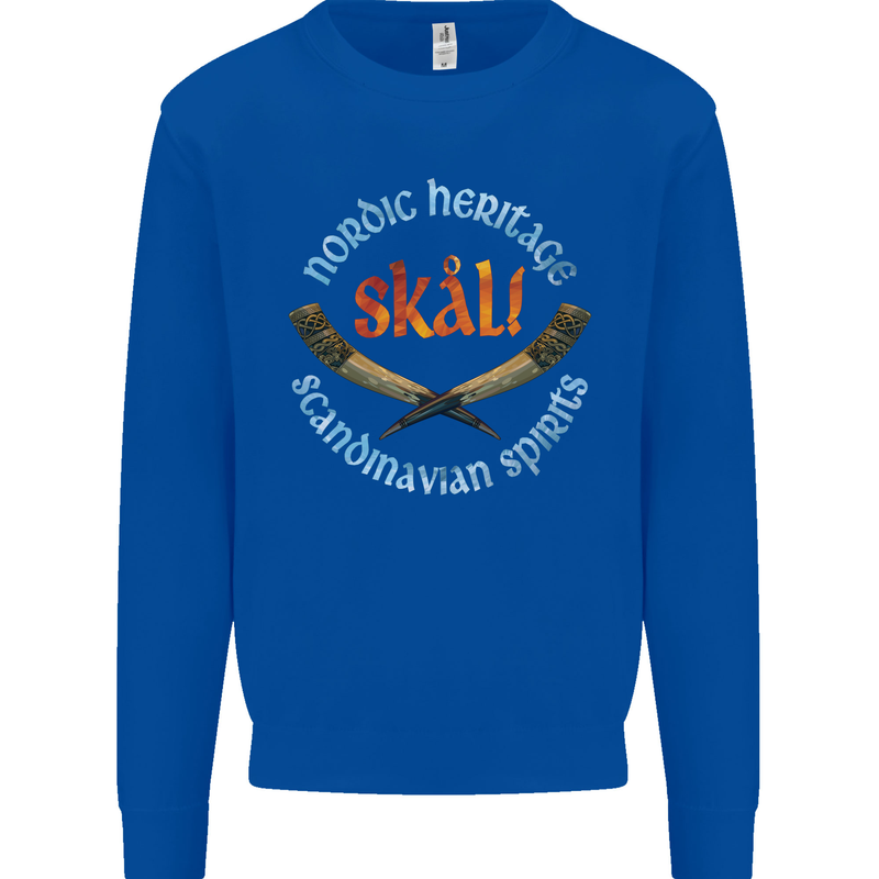 Skal The Vikings Alcohol Beer Nordic Odin Kids Sweatshirt Jumper Royal Blue