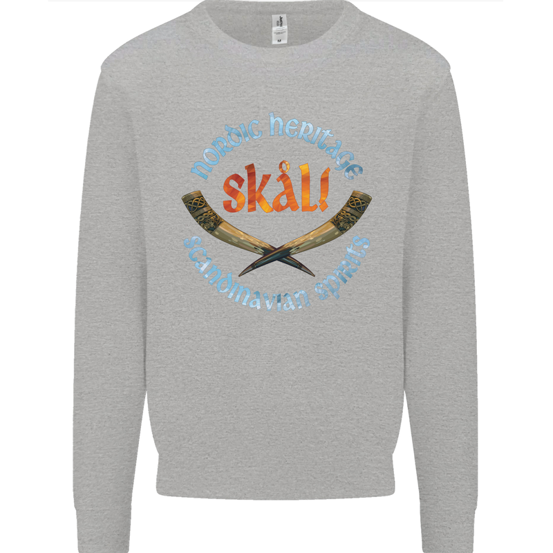 Skal The Vikings Alcohol Beer Nordic Odin Kids Sweatshirt Jumper Sports Grey