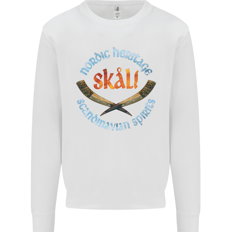 Skal The Vikings Alcohol Beer Nordic Odin Kids Sweatshirt Jumper White