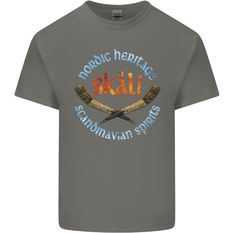 Skal The Vikings Alcohol Beer Nordic Odin Kids T-Shirt Childrens Charcoal