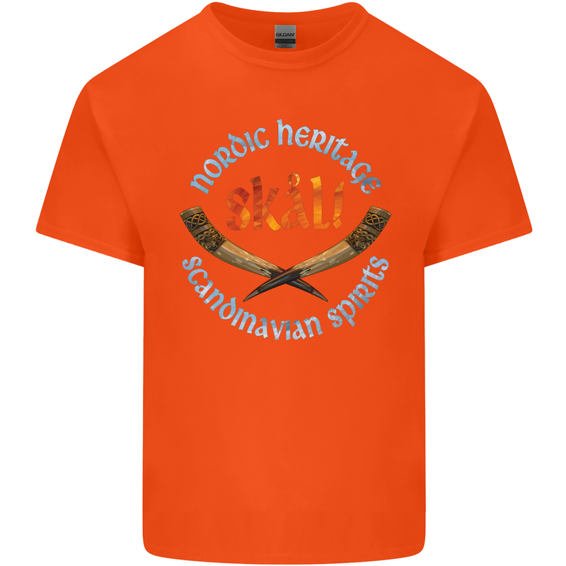 Skal The Vikings Alcohol Beer Nordic Odin Kids T-Shirt Childrens Orange