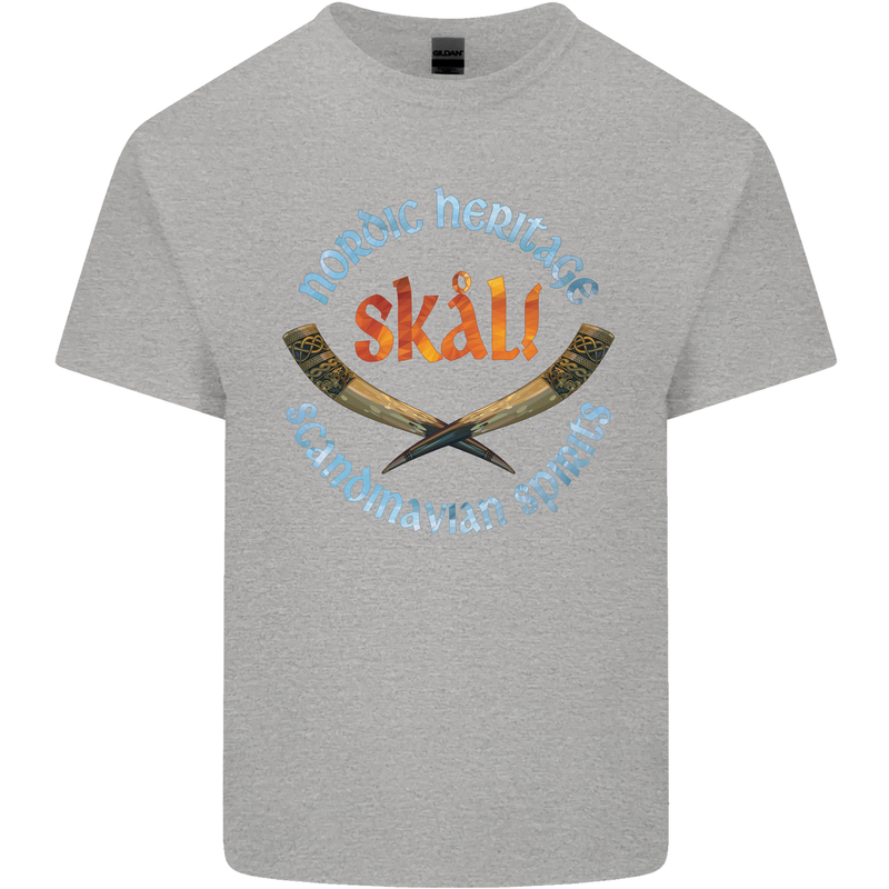 Skal The Vikings Alcohol Beer Nordic Odin Kids T-Shirt Childrens Sports Grey