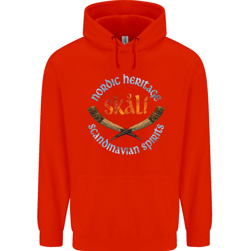 Skal The Vikings Alcohol Beer Nordic Odin Mens 80% Cotton Hoodie Bright Red