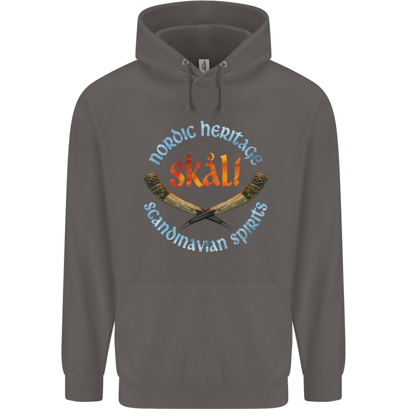 Skal The Vikings Alcohol Beer Nordic Odin Mens 80% Cotton Hoodie Charcoal