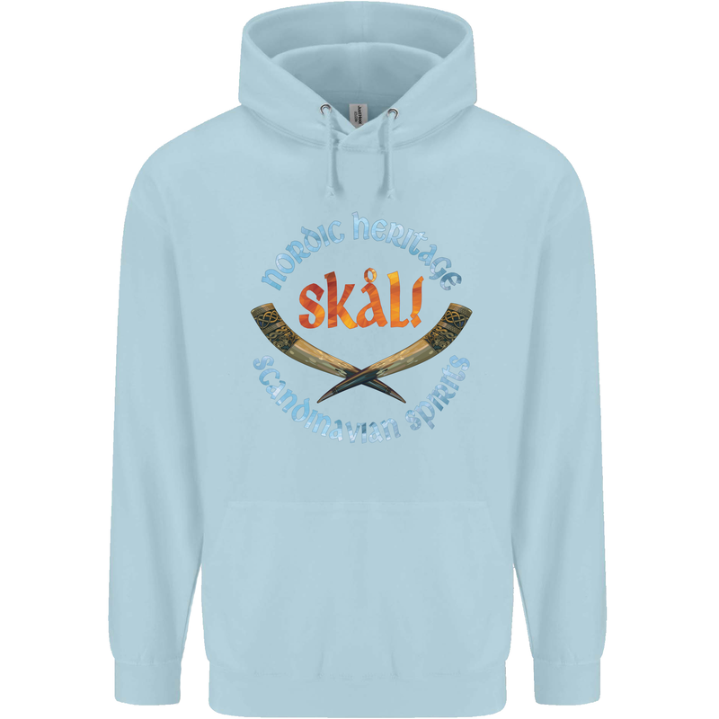 Skal The Vikings Alcohol Beer Nordic Odin Mens 80% Cotton Hoodie Light Blue