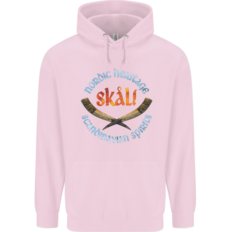 Skal The Vikings Alcohol Beer Nordic Odin Mens 80% Cotton Hoodie Light Pink