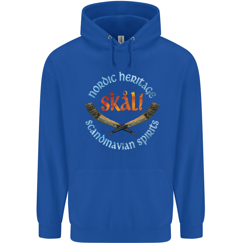 Skal The Vikings Alcohol Beer Nordic Odin Mens 80% Cotton Hoodie Royal Blue