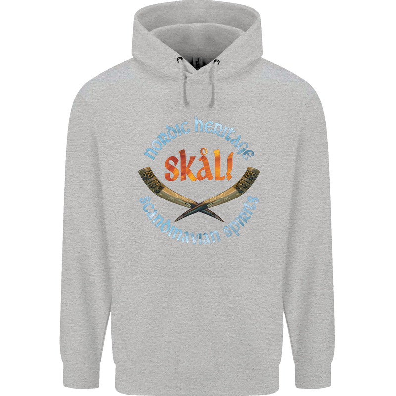 Skal The Vikings Alcohol Beer Nordic Odin Mens 80% Cotton Hoodie Sports Grey