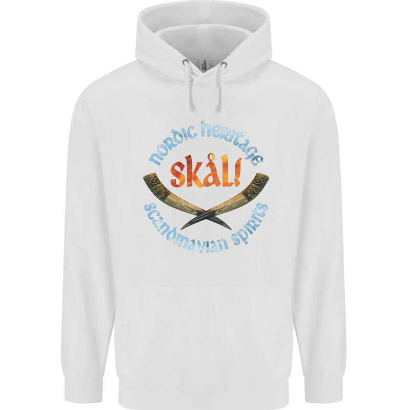 Skal The Vikings Alcohol Beer Nordic Odin Mens 80% Cotton Hoodie White
