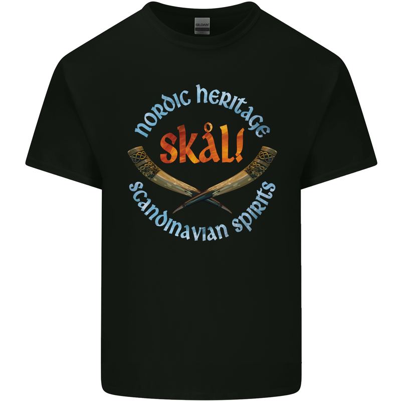 Skal The Vikings Alcohol Beer Nordic Odin Mens Cotton T-Shirt Tee Top Black