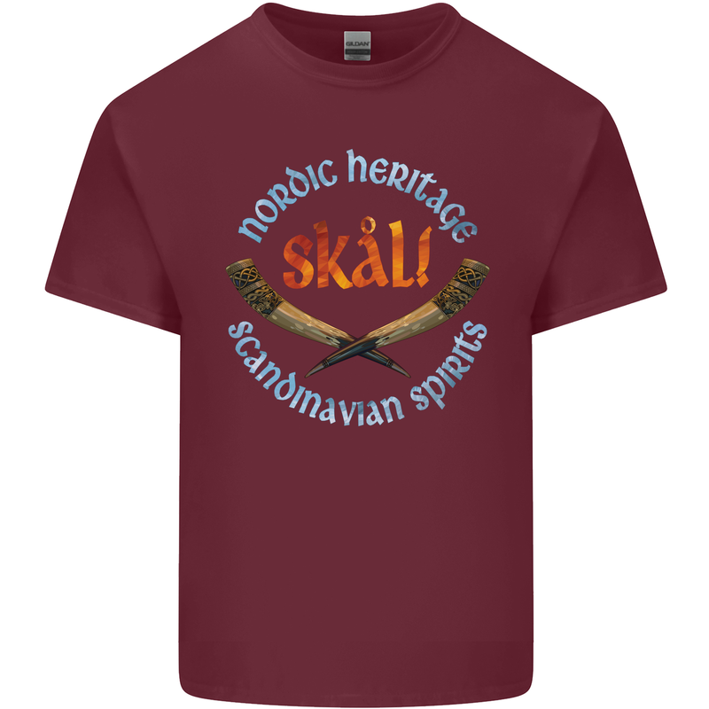 Skal The Vikings Alcohol Beer Nordic Odin Mens Cotton T-Shirt Tee Top Maroon