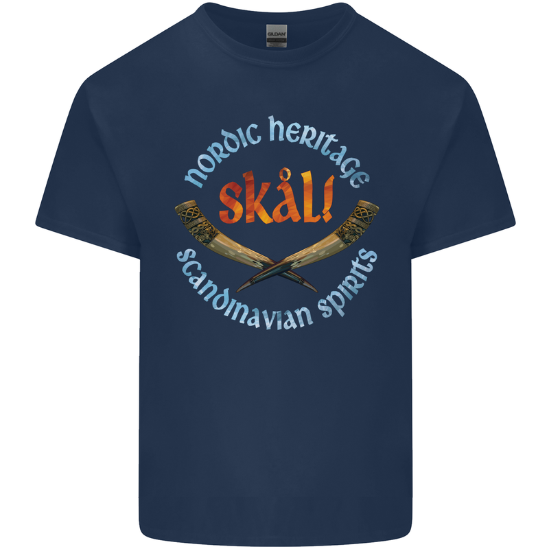 Skal The Vikings Alcohol Beer Nordic Odin Mens Cotton T-Shirt Tee Top Navy Blue