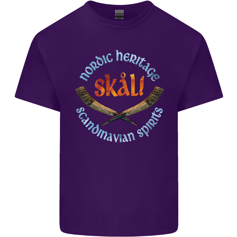 Skal The Vikings Alcohol Beer Nordic Odin Mens Cotton T-Shirt Tee Top Purple
