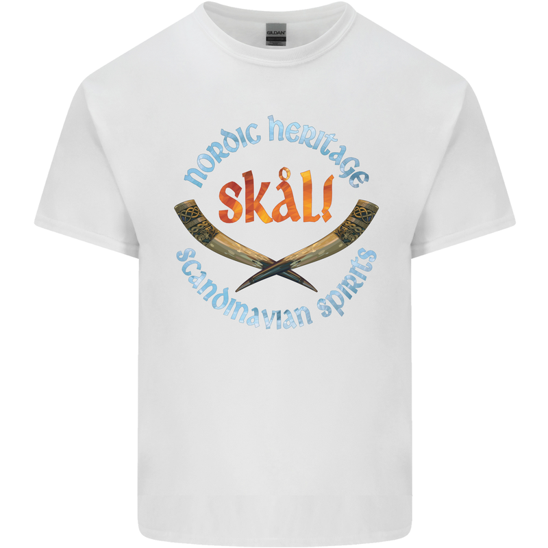 Skal The Vikings Alcohol Beer Nordic Odin Mens Cotton T-Shirt Tee Top White