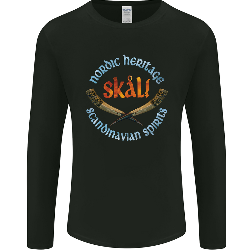 Skal The Vikings Alcohol Beer Nordic Odin Mens Long Sleeve T-Shirt Black