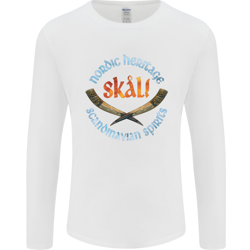 Skal The Vikings Alcohol Beer Nordic Odin Mens Long Sleeve T-Shirt White